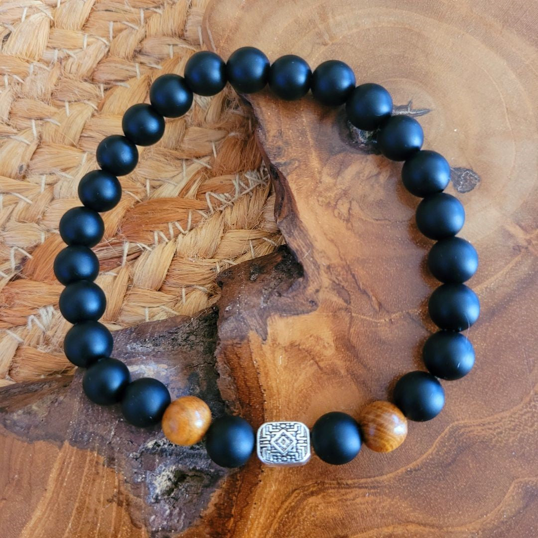 Men's Bracelets Onyx & Wood