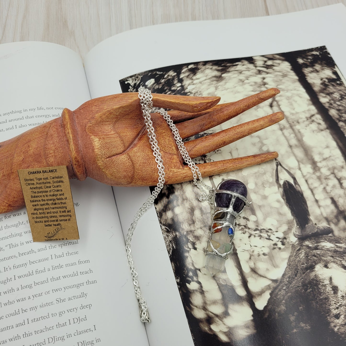 Chakra Balance Crystal Wand Necklace