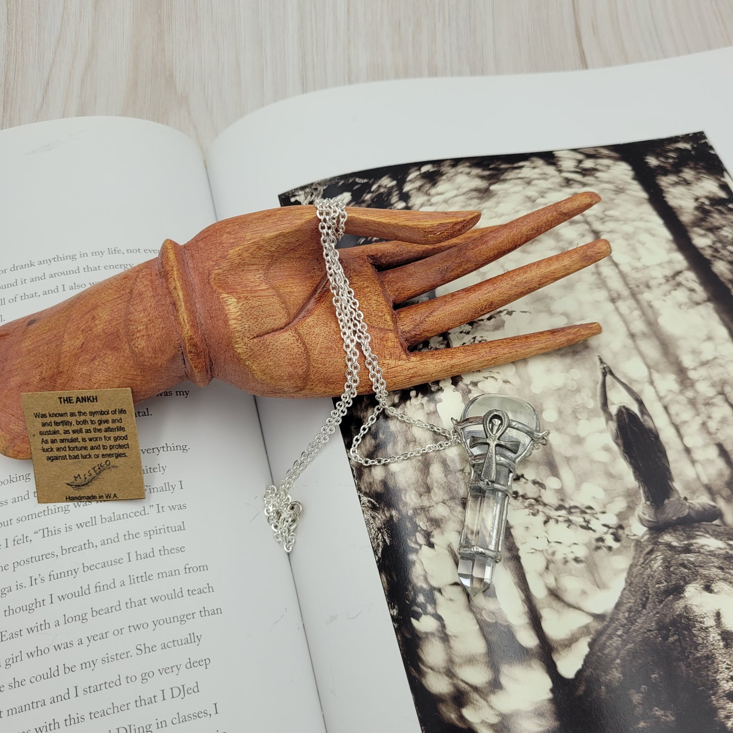 Ankh Crystal Wand Necklace