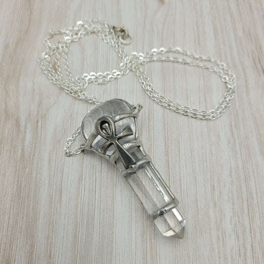 Ankh Crystal Wand Necklace