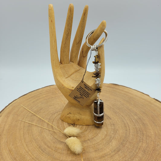 Tiger Eye Crystal Point Keyring