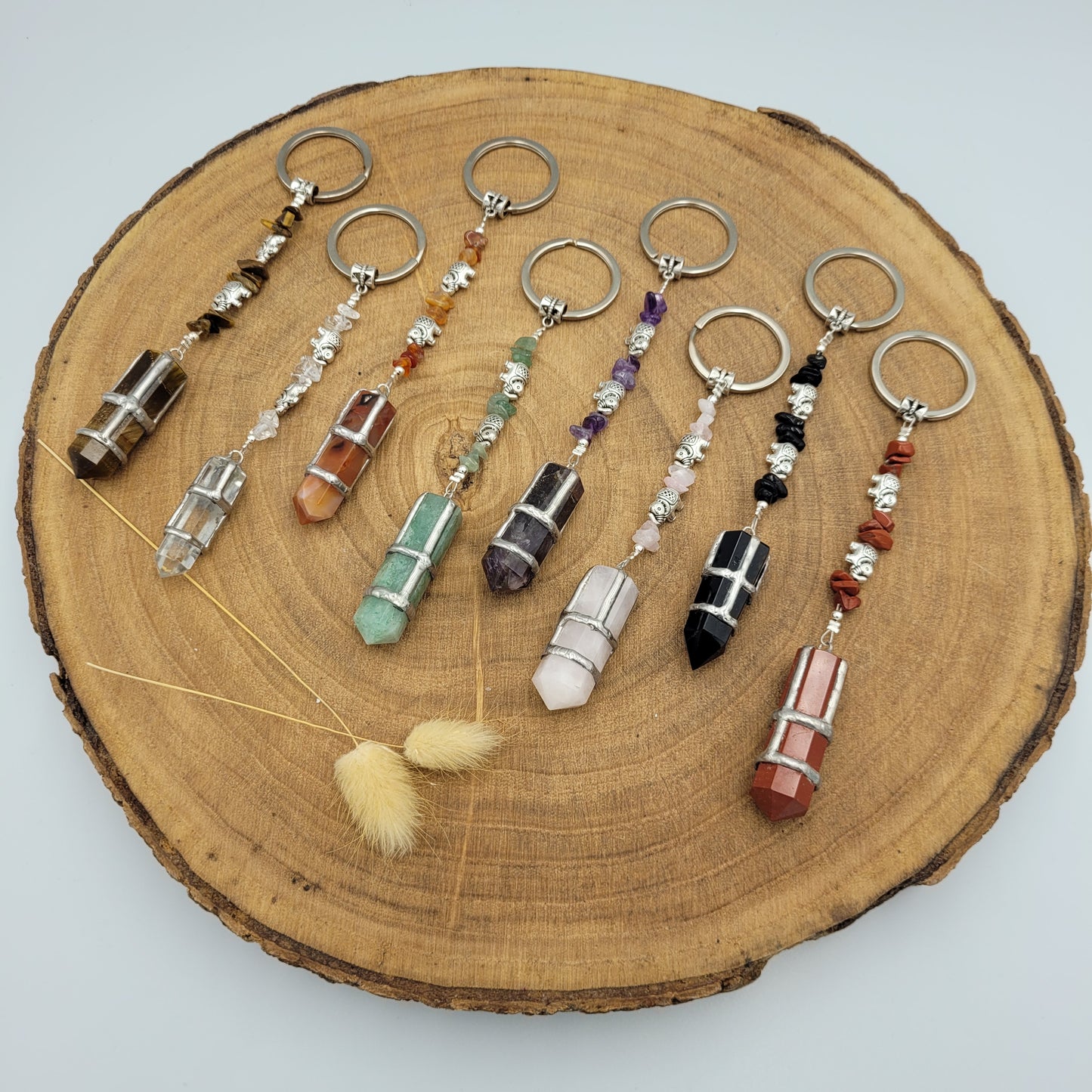 Red Jasper Crystal Point Keyring