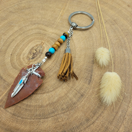 Red Jasper Arrowhead Keyring