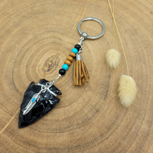 Obsidian Arrowhead Keyring