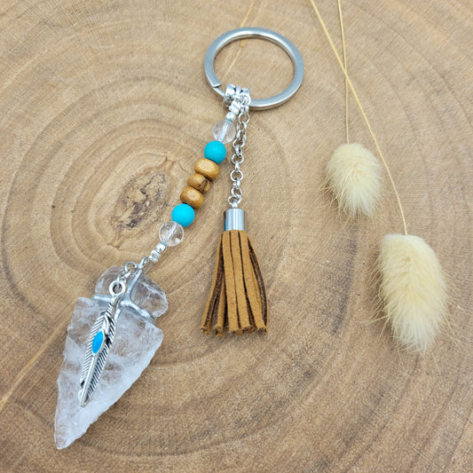 Clear Quartz Arrowhead Keyring