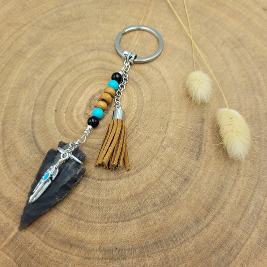 Black Jasper Arrowhead Keyring