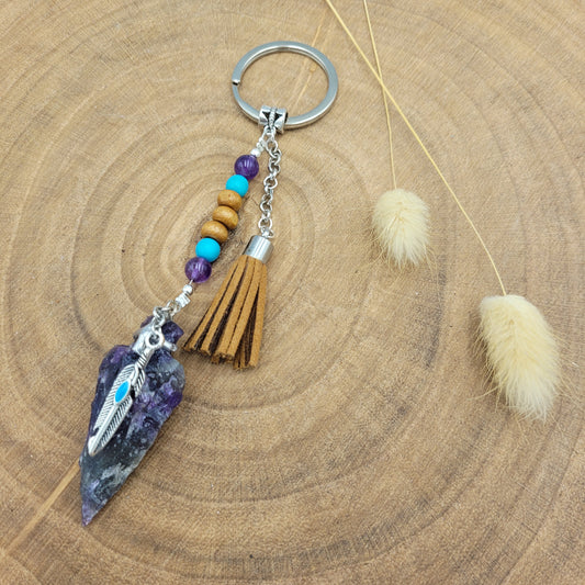 Amethyst Arrowhead Keyring
