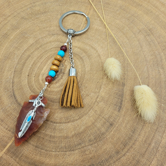 Carnelian Arrowhead Keyring
