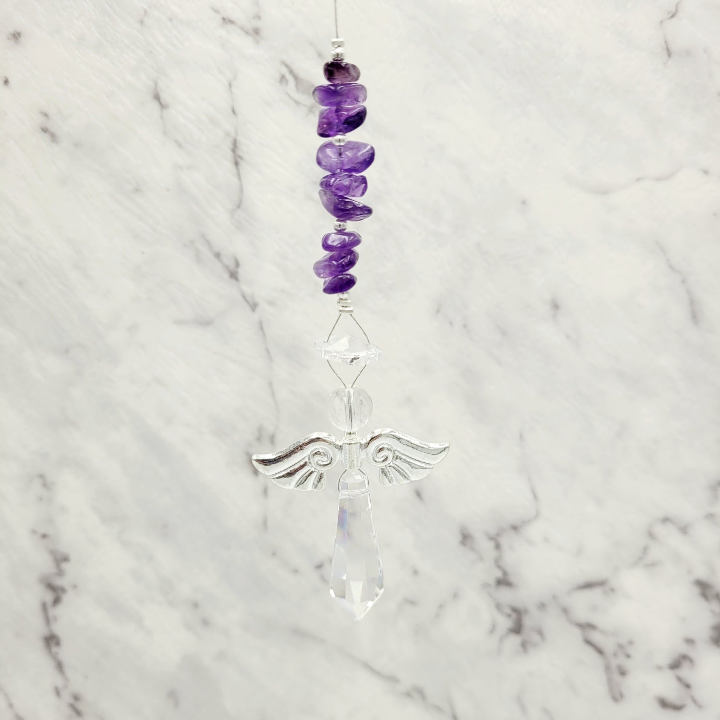 Angel long Crystal Charm Suncatcher large wings