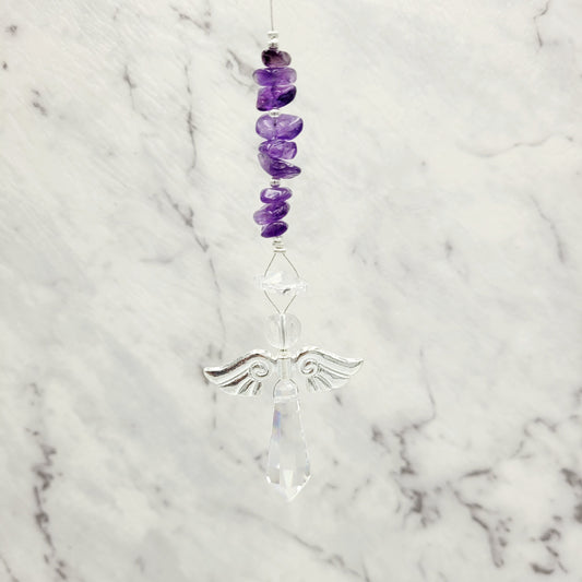 Angel long Crystal Charm Suncatcher large wings