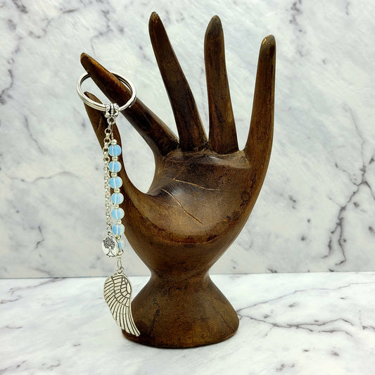 Opalite Angel Wing Crystal Charm Keyring