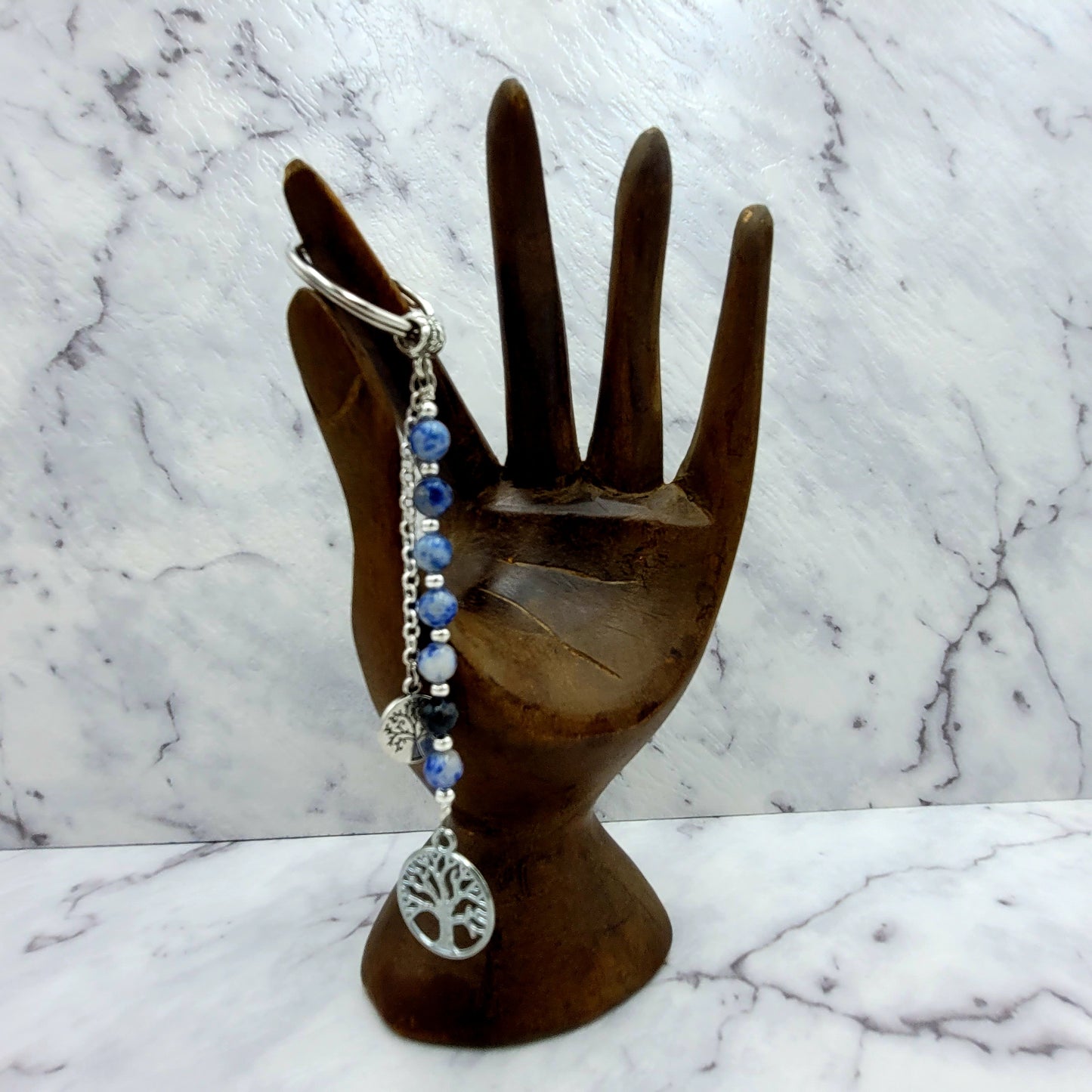 Sodalite Tree of Life Crystal Charm Keyring