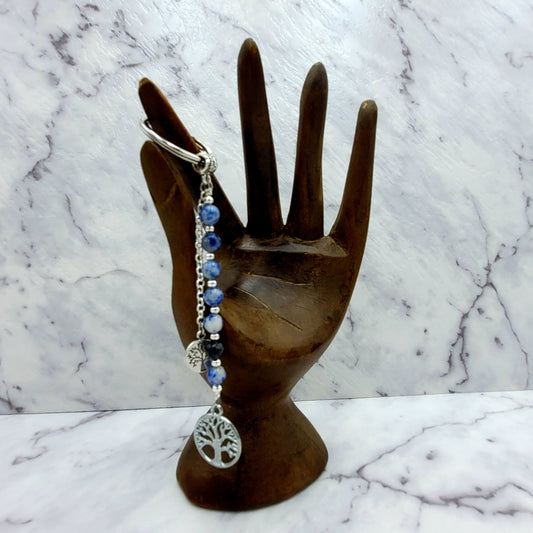 Sodalite Tree of Life Crystal Charm Keyring
