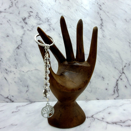 Clear Quartz Tree of Life Crystal Charm Keyring