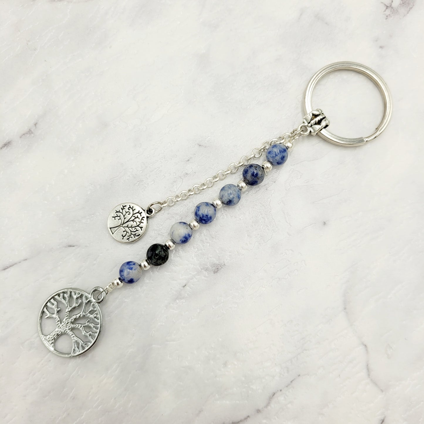 Sodalite Tree of Life Crystal Charm Keyring