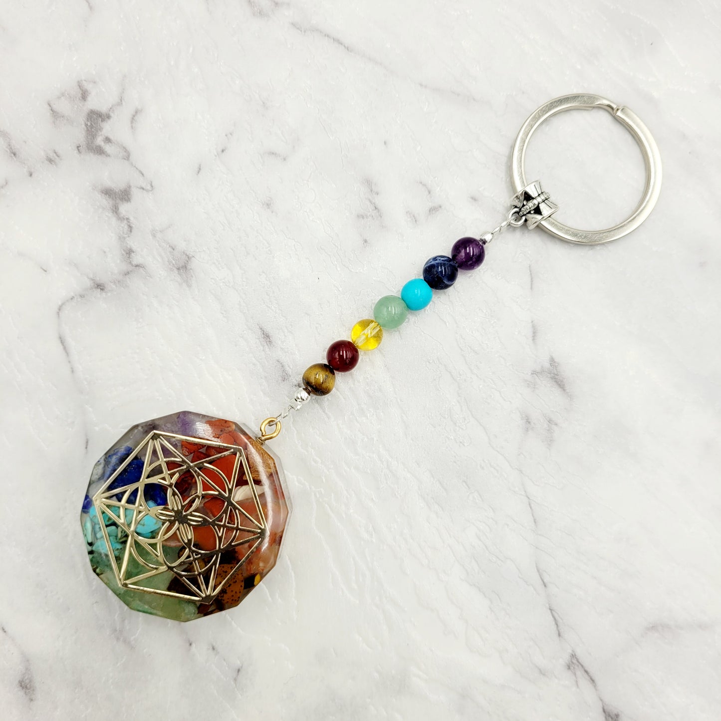 Chakras Balance Orgone Keychain Round