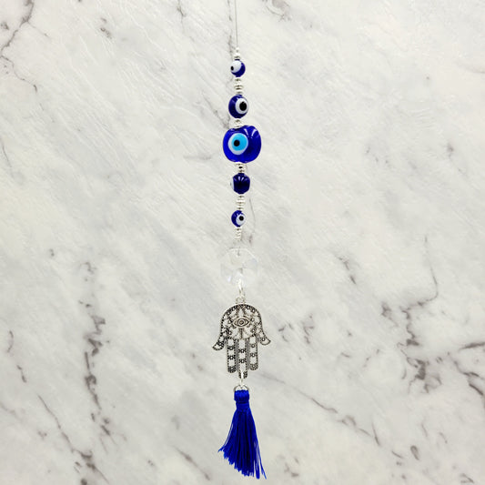 Small Hamsa & Evil Eye Crystal Charm Suncatcher