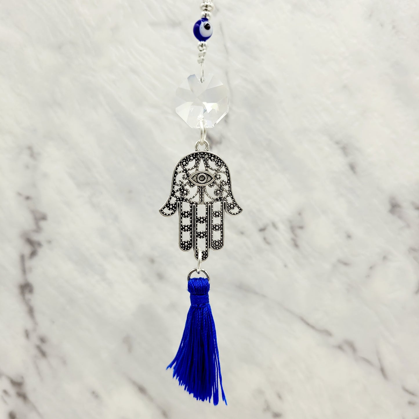Small Hamsa & Evil Eye Crystal Charm Suncatcher