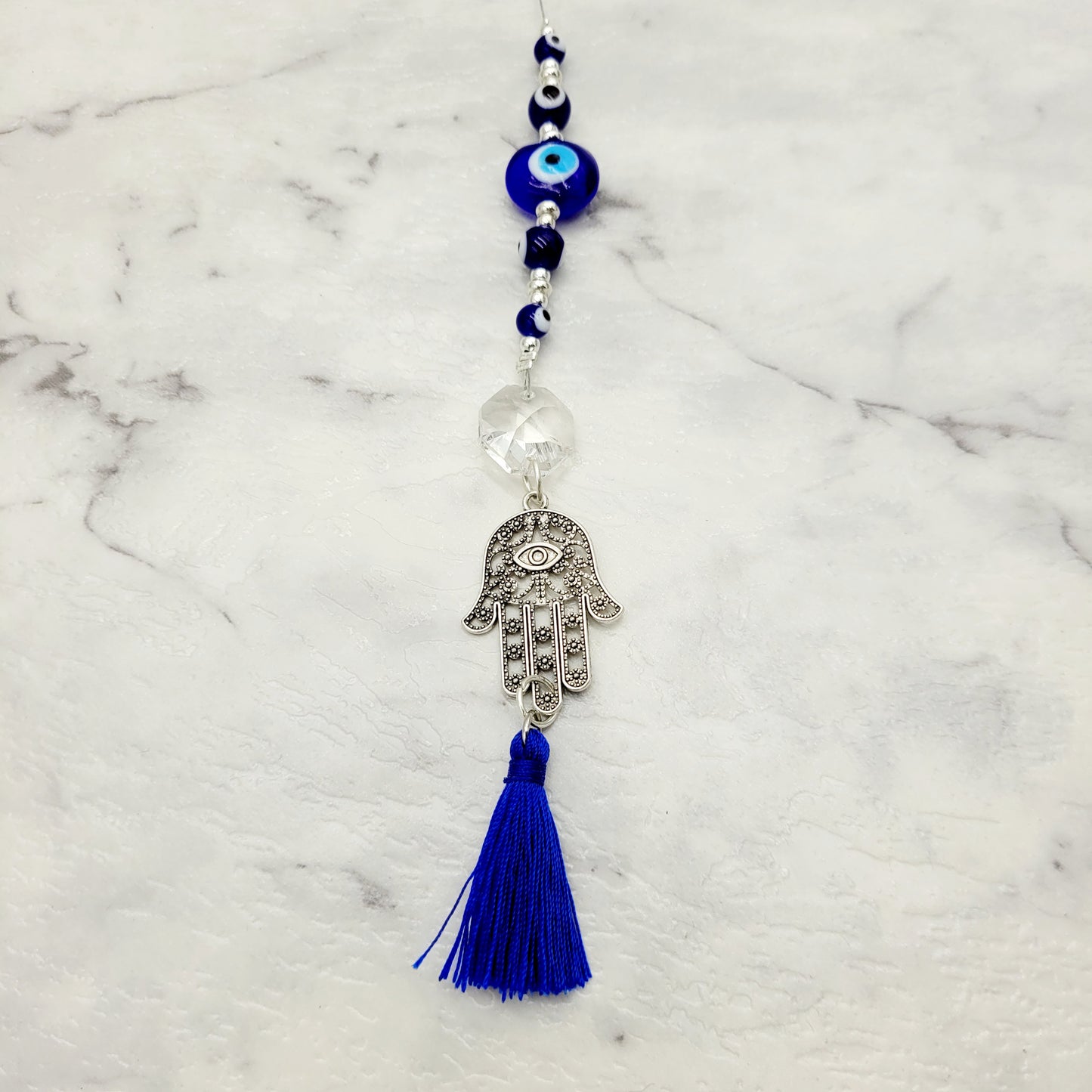 Small Hamsa & Evil Eye Crystal Charm Suncatcher