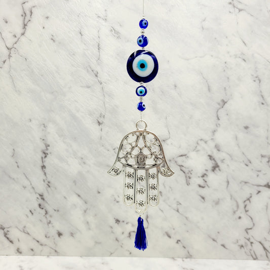 Large Hamsa & Evil Eye Crystal Charm Suncatcher