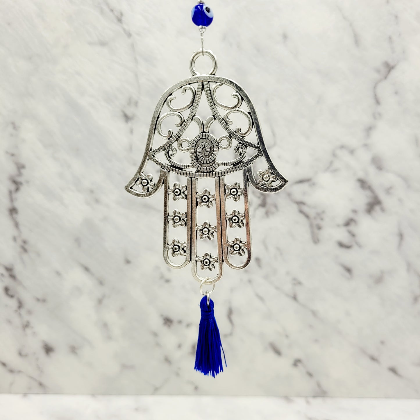 Large Hamsa & Evil Eye Crystal Charm Suncatcher