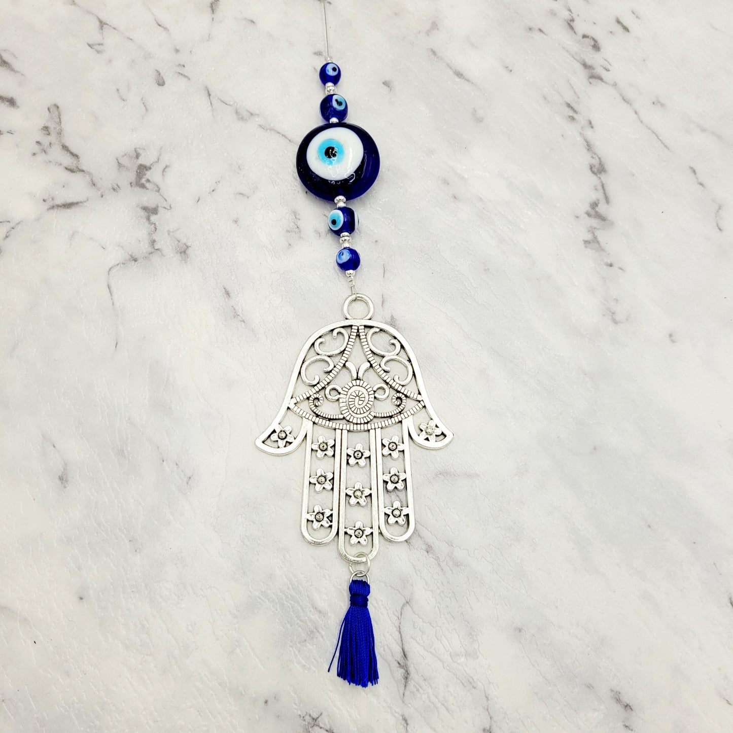 Large Hamsa & Evil Eye Crystal Charm Suncatcher