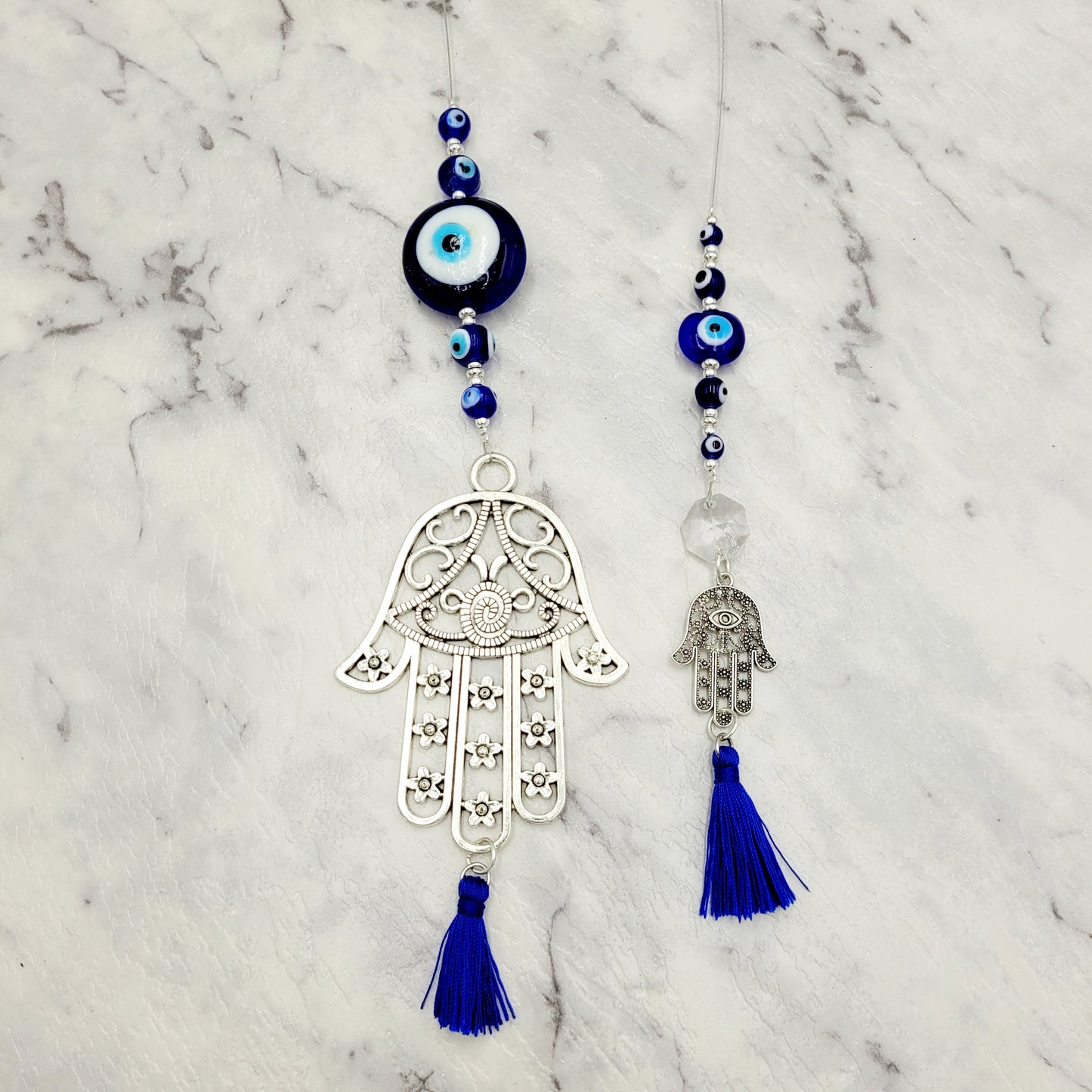 Large Hamsa & Evil Eye Crystal Charm Suncatcher