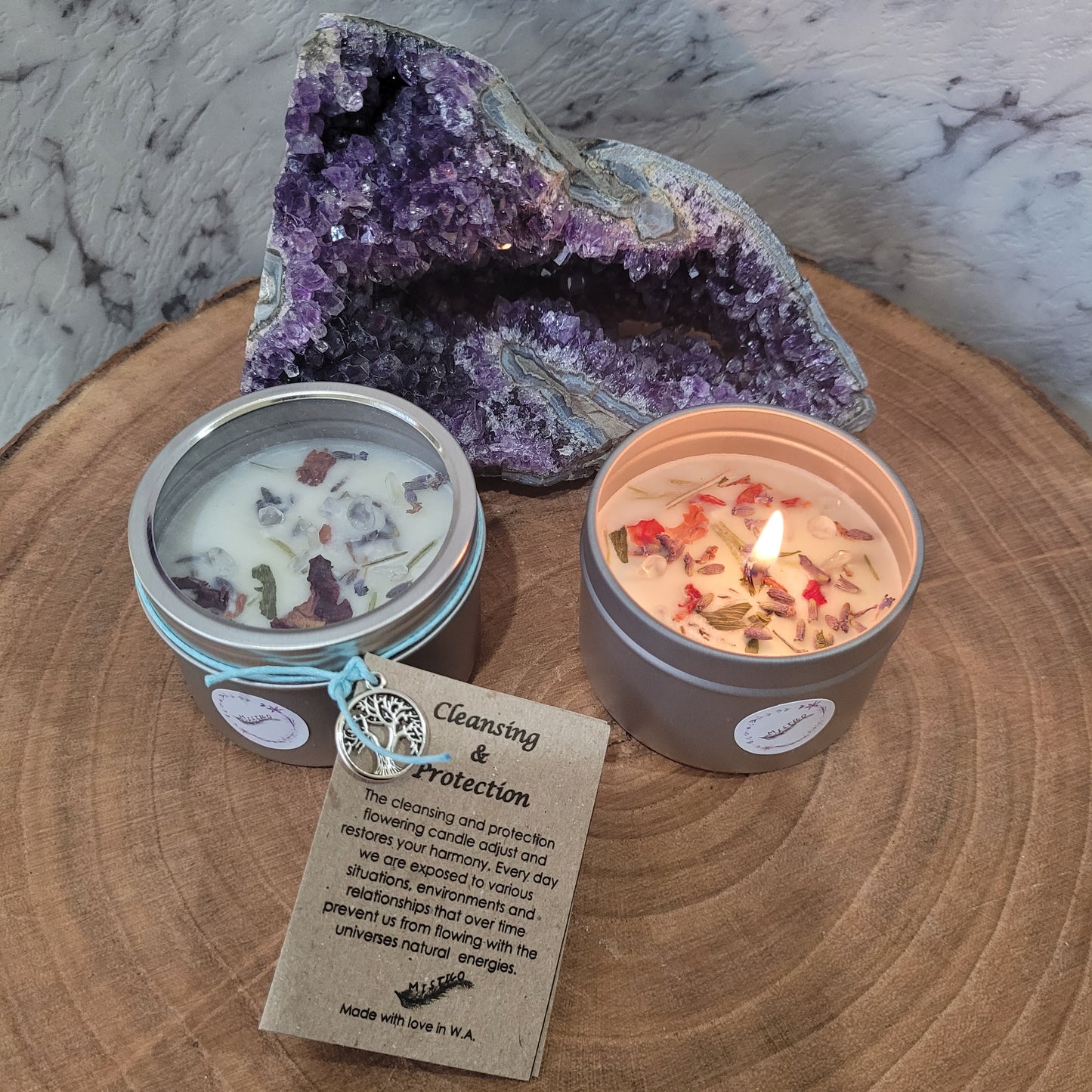 Small Cleansing & Protection Crystal Soy Wax Candle