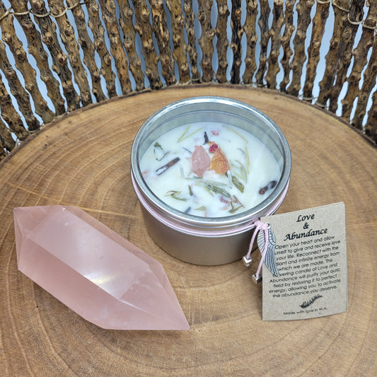 Large Crystal Love & Abundance Soy Wax Candle