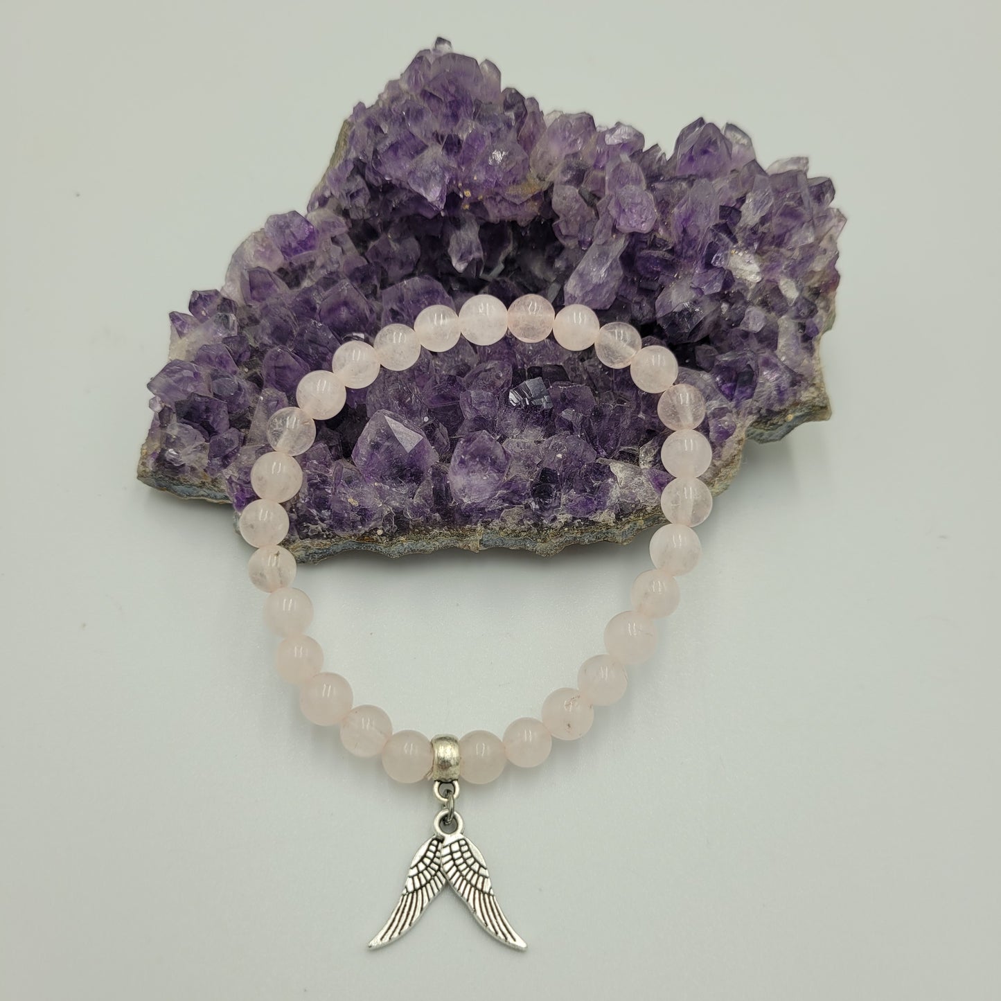 Bracelet Rose quartz 6mm Wings