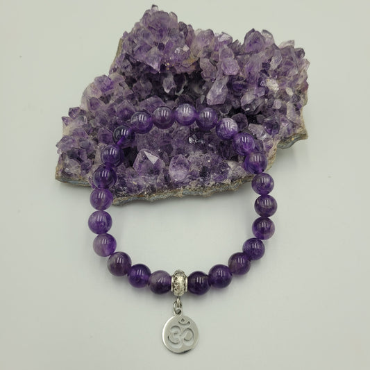 Bracelet Amethyst 8mm Om