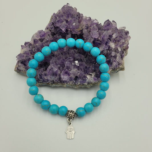 Bracelet Turquoise 8mm Hamsa