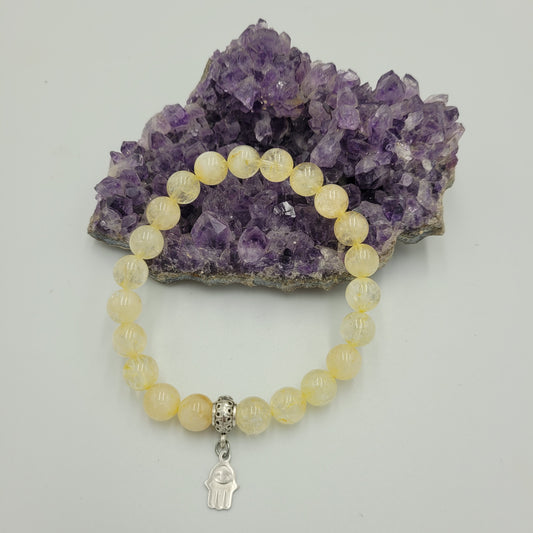 Bracelet Citrine 8mm Hamsa