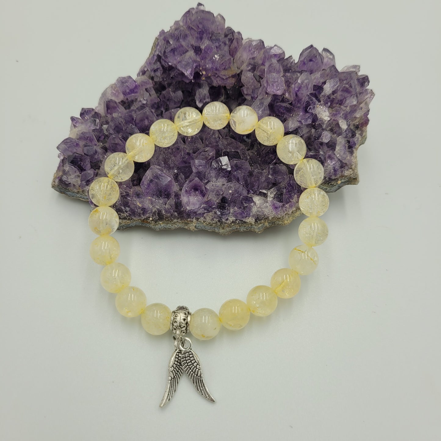 Bracelet Citrine 8mm Wings