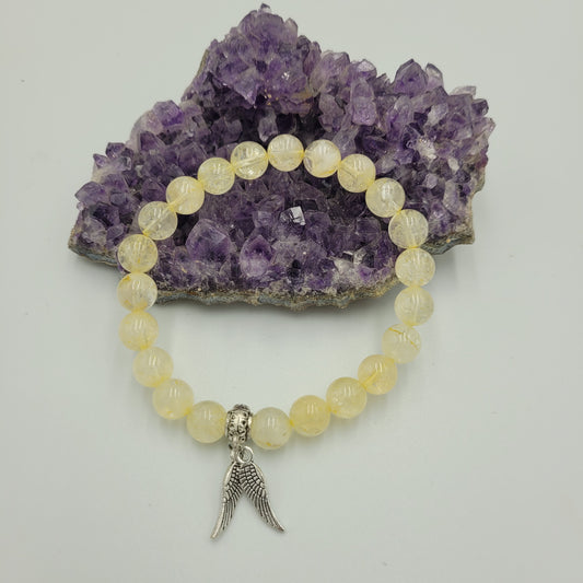 Bracelet Citrine 8mm Wings