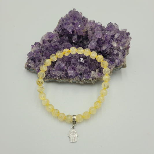 Bracelet Citrine 6mm Hamsa