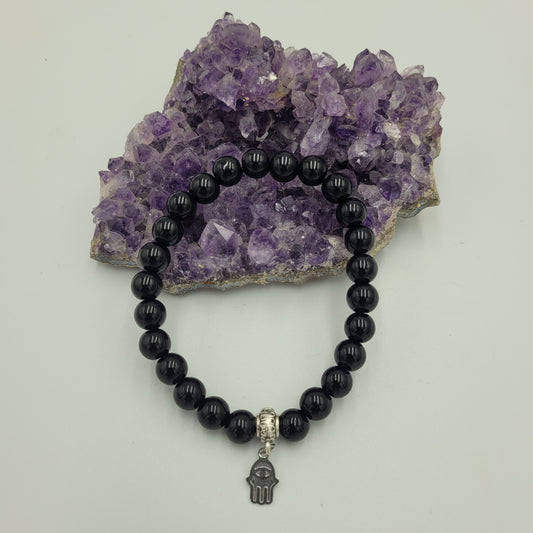 Bracelet Obsidian 8mm Hamsa