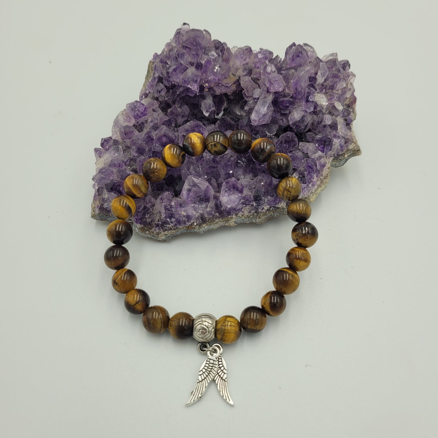 Bracelet Tiger Eye 8mm Wings