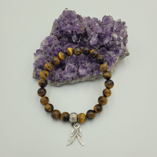 Bracelet Tiger Eye 8mm Wings