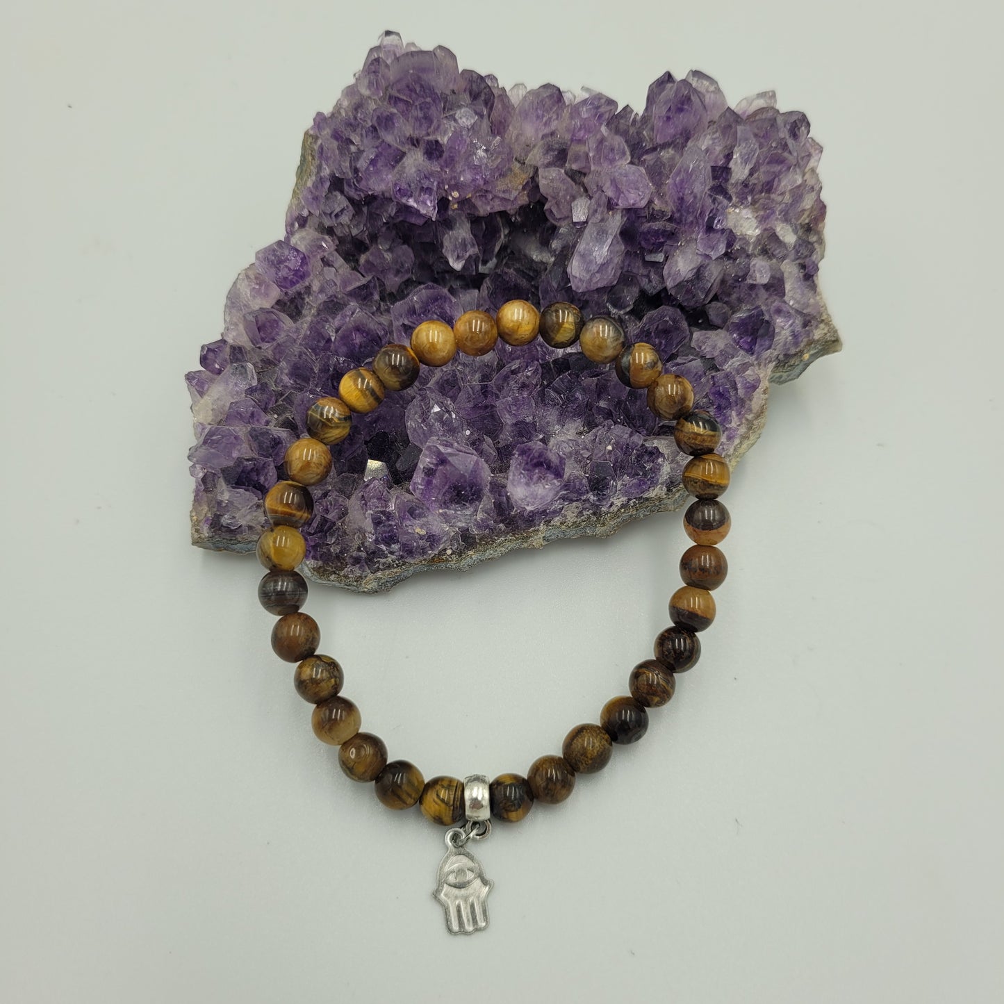 Bracelet Tiger Eye 6mm Hamsa