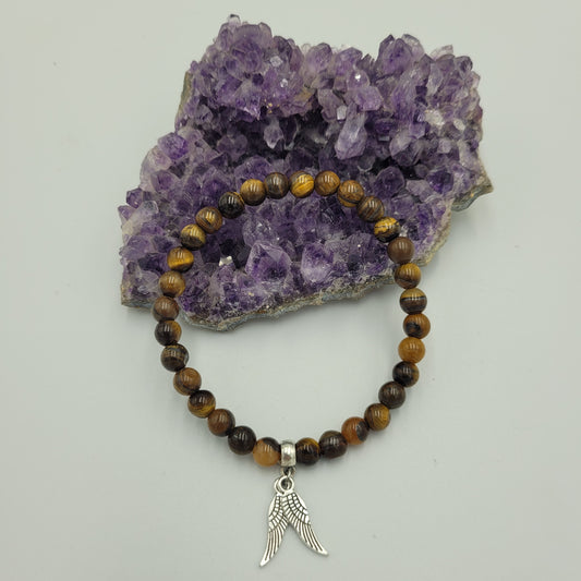 Bracelet Tiger Eye 6mm Wings