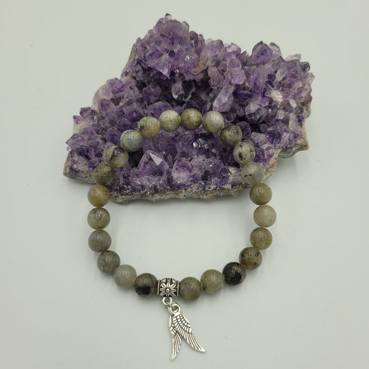 Bracelet Labradorite 8mm Wings