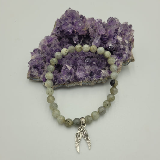 Bracelet Labradorite 6mm Wings