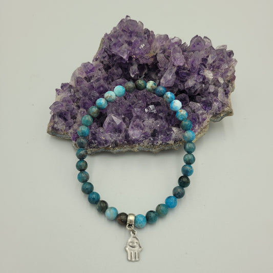 Bracelet Apatite 6mm Hamsa