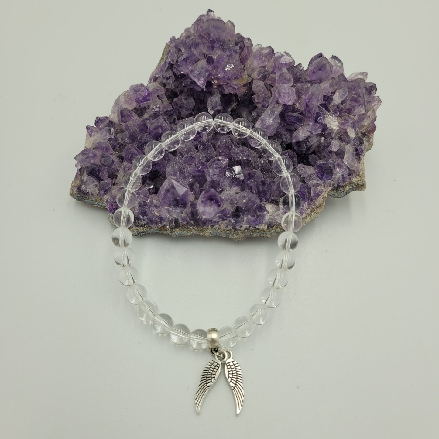 Bracelet Clear quartz 6mm Wings