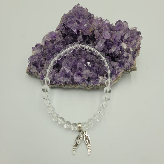 Bracelet Clear quartz 6mm Wings