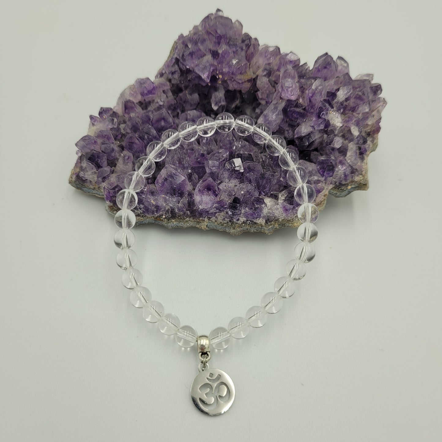Bracelet Clear quartz 6mm Om