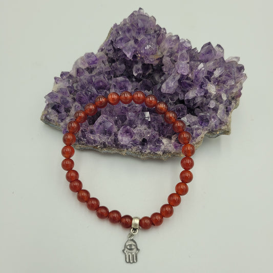 Bracelet Carnelian 6mm Hamsa