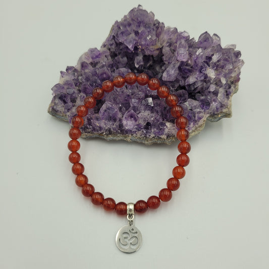 Bracelet Carnelian 6 mm Om