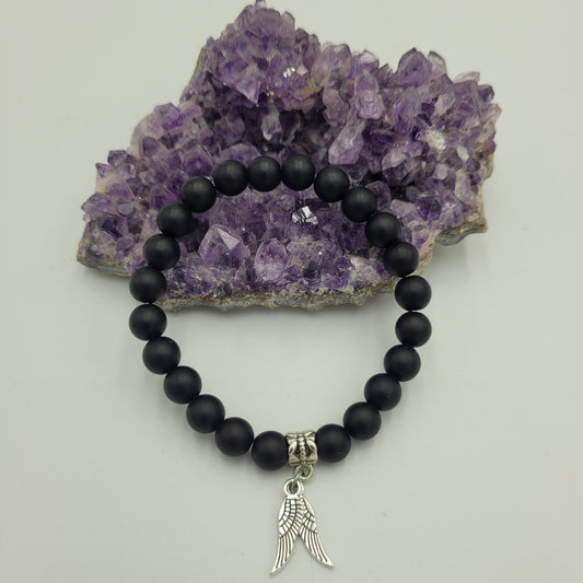 Bracelet Black Onyx 8mm Wings